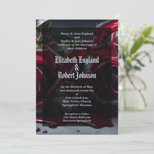 Invitation Mariage Rose gothique (Debout devant)