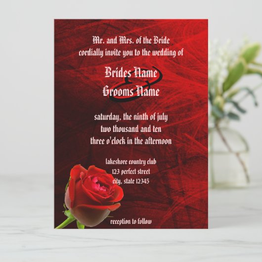 Invitation Mariage Rose gothique (Debout devant)
