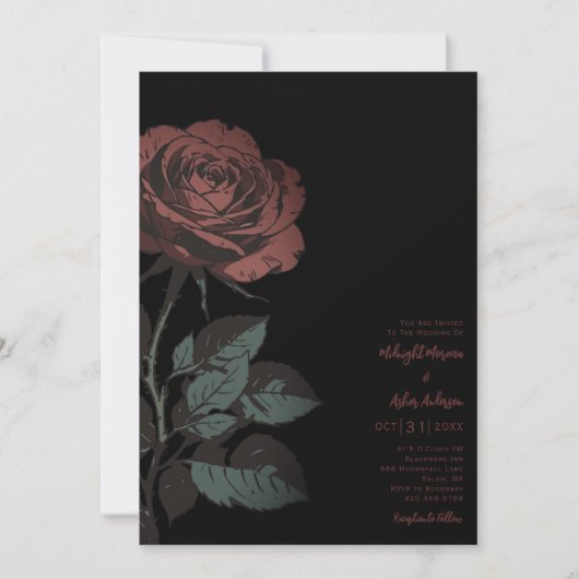 Invitation Mariage Rose gothique (Devant)