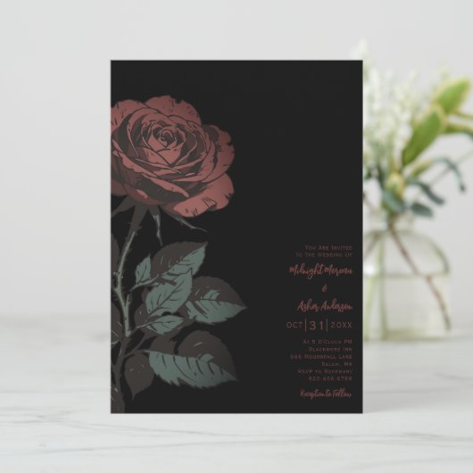 Invitation Mariage Rose gothique (Debout devant)