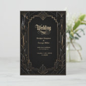 Invitation Mariage Rose Gothique Art Déco Skyline (Debout devant)