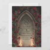 Invitation Mariage Rose gothique aux bougies (Devant)