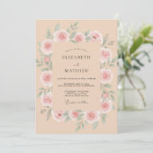 Invitation Mariage Rose Gracieuse Pêche (Debout devant)