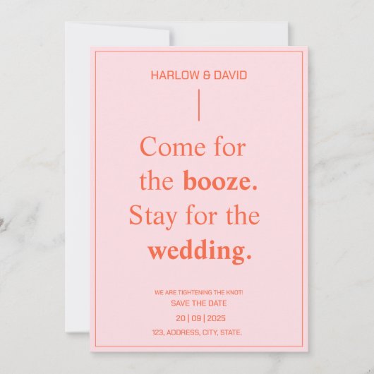 Invitation Mariage rose gras Enregistrer les dates (Devant)