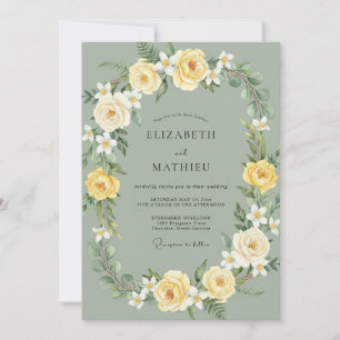 Invitation Mariage Rose Gris Olive