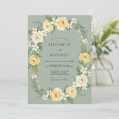 Invitation Mariage Rose Gris Olive (Debout devant)