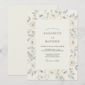 Invitation Mariage Rose Grise Atténuée (Devant / Derrière)