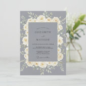 Invitation Mariage Rose Grise Crémeuse (Debout devant)