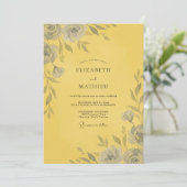 Invitation Mariage Rose Grise Jaune (Debout devant)