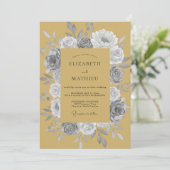 Invitation Mariage Rose Grise Moutarde (Debout devant)