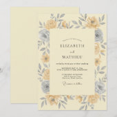 Invitation Mariage Rose Grise Safran (Devant / Derrière)