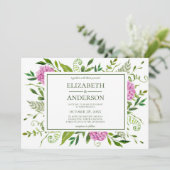 Invitation Mariage rose Hydrangea (Debout devant)