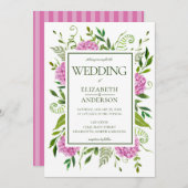 Invitation Mariage rose Hydrangea (Devant / Derrière)