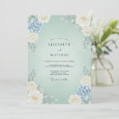 Invitation Mariage Rose Hydrangea Mousse de Mer (Debout devant)