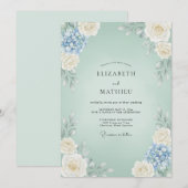 Invitation Mariage Rose Hydrangea Mousse de Mer (Devant / Derrière)