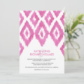 Invitation Mariage rose Ikat (Debout devant)