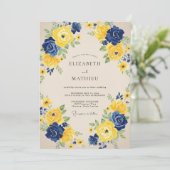 Invitation Mariage Rose Indigo Jaune (Debout devant)