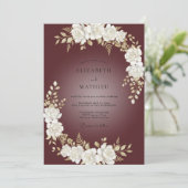 Invitation Mariage Rose Ivoire Carmin (Debout devant)