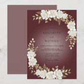 Invitation Mariage Rose Ivoire Carmin (Devant / Derrière)