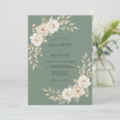 Invitation Mariage Rose Ivoire Olive (Debout devant)