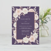 Invitation Mariage Rose Ivoire Prune (Debout devant)