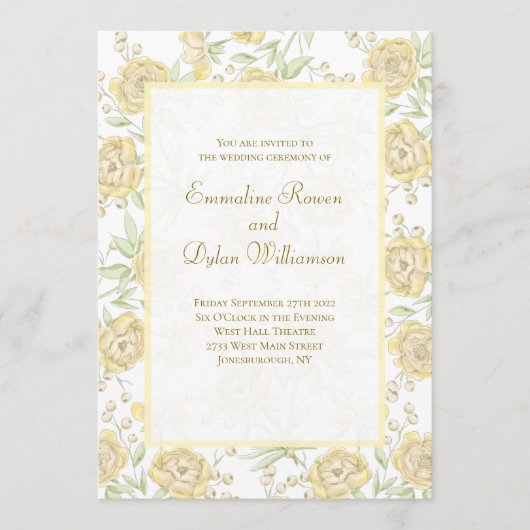 Invitation Mariage Rose Jaune (Devant)