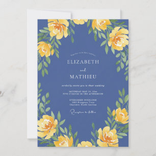 Invitation Mariage Rose Jaune Ardoise