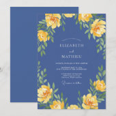 Invitation Mariage Rose Jaune Ardoise (Devant / Derrière)