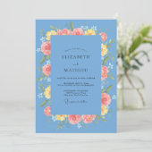 Invitation Mariage Rose Jaune Azur (Debout devant)