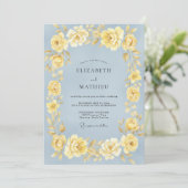 Invitation Mariage Rose Jaune Bleuet (Debout devant)
