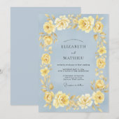 Invitation Mariage Rose Jaune Bleuet (Devant / Derrière)