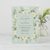 Invitation Mariage Rose Jaune Céladon (Debout devant)
