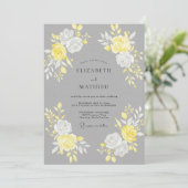Invitation Mariage Rose Jaune Charbon (Debout devant)