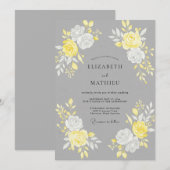 Invitation Mariage Rose Jaune Charbon (Devant / Derrière)