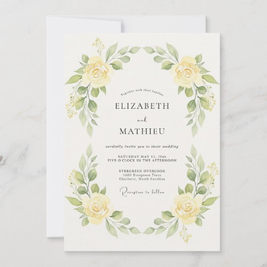 Invitation Mariage Rose Jaune Citron (Devant)
