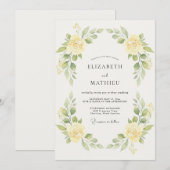 Invitation Mariage Rose Jaune Citron (Devant / Derrière)