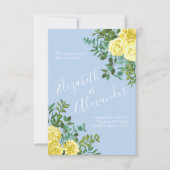 Invitation Mariage Rose jaune clair et bleu pâle Date de sauv (Devant)