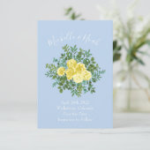Invitation Mariage Rose jaune clair et bleu pâle Date de sauv (Debout devant)