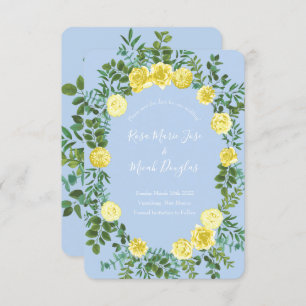 Invitation Mariage Rose jaune clair et bleu pâle Date de sauv