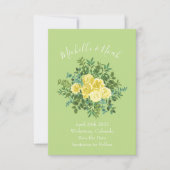 Invitation Mariage Rose jaune clair et vert pâle Date de sauv (Devant)