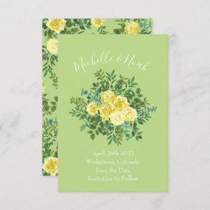 Invitation Mariage Rose jaune clair et vert pâle Date de sauv