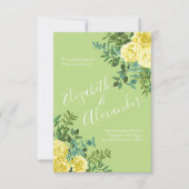 Invitation Mariage Rose jaune clair et vert pâle Date de sauv (Devant)