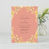 Invitation Mariage Rose Jaune Corail (Debout devant)
