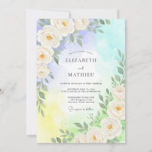 Invitation Mariage Rose Jaune Crème