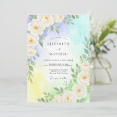 Invitation Mariage Rose Jaune Crème (Debout devant)
