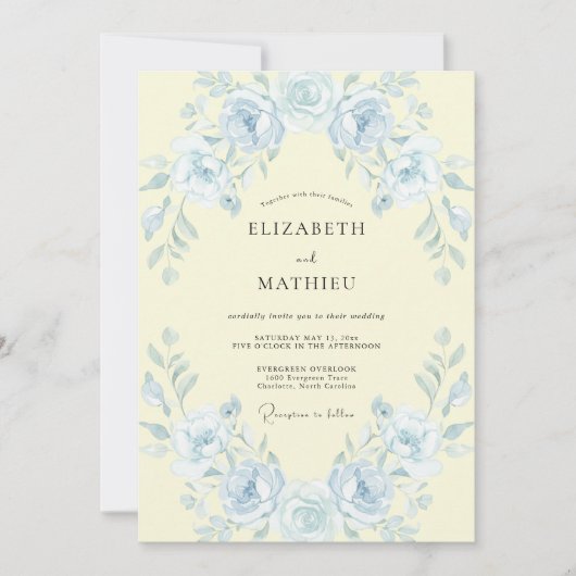 Invitation Mariage Rose Jaune Crème (Devant)