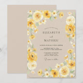 Invitation Mariage Rose Jaune de Miel (Devant / Derrière)