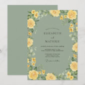 Invitation Mariage Rose Jaune de Mousse (Devant / Derrière)