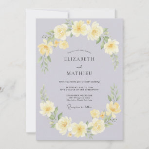 Invitation Mariage Rose Jaune Lilas Pâle