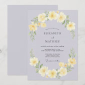 Invitation Mariage Rose Jaune Lilas Pâle (Devant / Derrière)